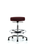 Fabric Stool without Back Chrome - High Bench Height with Chrome Foot Ring & Stationary Glides in Burgundy Fabric FHBSO-CR-CF-RG-F41