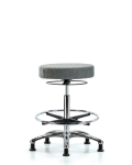 Fabric Stool without Back Chrome - High Bench Height with Chrome Foot Ring & Stationary Glides in Gray Fabric FHBSO-CR-CF-RG-F44