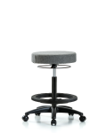 Fabric Stool without Back - High Bench Height with Black Foot Ring & Casters in Gray Fabric FHBSO-RG-BF-RC-F44