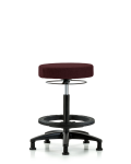 Fabric Stool without Back - High Bench Height with Black Foot Ring & Stationary Glides in Burgundy Fabric FHBSO-RG-BF-RG-F41
