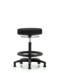 Fabric Stool without Back - High Bench Height with Black Foot Ring & Stationary Glides in Black Fabric FHBSO-RG-BF-RG-F42