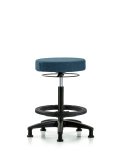 Fabric Stool without Back - High Bench Height with Black Foot Ring & Stationary Glides in Blue Fabric FHBSO-RG-BF-RG-F43