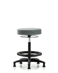 Fabric Stool without Back - High Bench Height with Black Foot Ring & Stationary Glides in Gray Fabric FHBSO-RG-BF-RG-F44