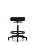 Fabric Stool without Back - High Bench Height with Black Foot Ring & Stationary Glides in Navy Fabric FHBSO-RG-BF-RG-F45