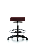 Fabric Stool without Back - High Bench Height with Chrome Foot Ring & Casters in Burgundy Fabric FHBSO-RG-CF-RC-F41
