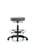 Fabric Stool without Back - High Bench Height with Chrome Foot Ring & Casters in Gray Fabric FHBSO-RG-CF-RC-F44