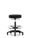 Fabric Stool without Back - High Bench Height with Chrome Foot Ring & Stationary Glides in Black Fabric FHBSO-RG-CF-RG-F42