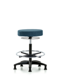 Fabric Stool without Back - High Bench Height with Chrome Foot Ring & Stationary Glides in Blue Fabric FHBSO-RG-CF-RG-F43