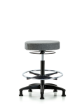 Fabric Stool without Back - High Bench Height with Chrome Foot Ring & Stationary Glides in Gray Fabric FHBSO-RG-CF-RG-F44