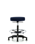 Fabric Stool without Back - High Bench Height with Chrome Foot Ring & Stationary Glides in Navy Fabric FHBSO-RG-CF-RG-F45