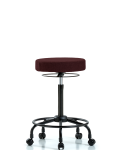 Fabric Stool without Back - High Bench Height with Round Tube Base & Casters in Burgundy Fabric FHBSO-RT-RC-F41