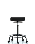 Fabric Stool without Back - High Bench Height with Round Tube Base & Casters in Black Fabric FHBSO-RT-RC-F42