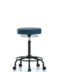 Fabric Stool without Back - High Bench Height with Round Tube Base & Casters in Blue Fabric FHBSO-RT-RC-F43