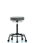 Fabric Stool without Back - High Bench Height with Round Tube Base & Casters in Gray Fabric FHBSO-RT-RC-F44