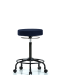 Fabric Stool without Back - High Bench Height with Round Tube Base & Casters in Navy Fabric FHBSO-RT-RC-F45