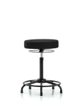 Fabric Stool without Back - High Bench Height with Round Tube Base & Stationary Glides in Black Fabric FHBSO-RT-RG-F42