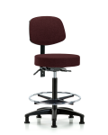 Fabric Stool with Back - High Bench Height with Chrome Foot Ring & Stationary Glides in Burgundy Fabric FHBST-RG-T0-CF-RG-F41