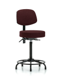 Fabric Stool with Back - High Bench Height with Round Tube Base & Stationary Glides in Burgundy Fabric FHBST-RT-T0-RG-F41