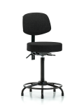 Fabric Stool with Back - High Bench Height with Round Tube Base & Stationary Glides in Black Fabric FHBST-RT-T0-RG-F42