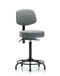 Fabric Stool with Back - High Bench Height with Round Tube Base, Seat Tilt, & Stationary Glides in Blue Fabric FHBST-RT-T1-RG-F44