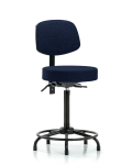 Fabric Stool with Back - High Bench Height with Round Tube Base, Seat Tilt, & Stationary Glides in Gray Fabric FHBST-RT-T1-RG-F45