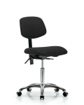 Fabric Chair Chrome - Medium Bench Height with Casters in Black Fabric FMBCH-CR-T0-A0-NF-CC-F42