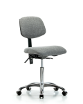 Fabric Chair Chrome - Medium Bench Height with Casters in Gray Fabric FMBCH-CR-T0-A0-NF-CC-F44