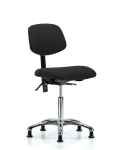 Fabric Chair Chrome - Medium Bench Height with Stationary Glides in Black Fabric FMBCH-CR-T0-A0-NF-RG-F42