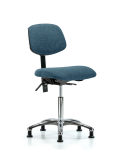 Fabric Chair Chrome - Medium Bench Height with Stationary Glides in Blue Fabric FMBCH-CR-T0-A0-NF-RG-F43