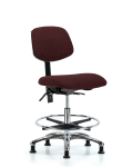 Fabric Chair Chrome - Medium Bench Height with Seat Tilt, Chrome Foot Ring, & Stationary Glides in Gray Fabric FMBCH-CR-T1-A0-CF-RG-F44