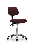 Fabric Chair Chrome - Medium Bench Height with Seat Tilt & Casters in Burgundy Fabric FMBCH-CR-T1-A0-NF-CC-F41