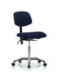 Fabric Chair Chrome - Medium Bench Height with Seat Tilt & Casters in Navy Fabric FMBCH-CR-T1-A0-NF-CC-F45