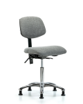 Fabric Chair Chrome - Medium Bench Height with Seat Tilt & Stationary Glides in Gray Fabric FMBCH-CR-T1-A0-NF-RG-F44