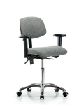 Fabric Chair Chrome - Medium Bench Height with Seat Tilt, Adjustable Arms, & Casters in Gray Fabric FMBCH-CR-T1-A1-NF-CC-F44