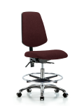 Fabric Chair Chrome - Medium Bench Height with Medium Back, Chrome Foot Ring, & Casters in Burgundy Fabric FMBCH-MB-CR-T0-A0-CF-CC-F41