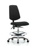 Fabric Chair Chrome - Medium Bench Height with Medium Back, Chrome Foot Ring, & Casters in Black Fabric FMBCH-MB-CR-T0-A0-CF-CC-F42