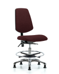 Fabric Chair Chrome - Medium Bench Height with Medium Back, Chrome Foot Ring, & Stationary Glides in Burgundy Fabric FMBCH-MB-CR-T0-A0-CF-RG-F41