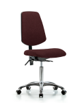 Fabric Chair Chrome - Medium Bench Height with Medium Back & Casters in Burgundy Fabric FMBCH-MB-CR-T0-A0-NF-CC-F41