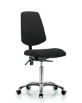 Fabric Chair Chrome - Medium Bench Height with Medium Back & Casters in Black Fabric FMBCH-MB-CR-T0-A0-NF-CC-F42