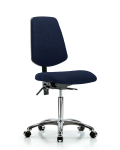 Fabric Chair Chrome - Medium Bench Height with Medium Back & Casters in Navy Fabric FMBCH-MB-CR-T0-A0-NF-CC-F45