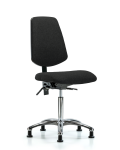 Fabric Chair Chrome - Medium Bench Height with Medium Back & Stationary Glides in Black Fabric FMBCH-MB-CR-T0-A0-NF-RG-F42