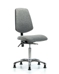 Fabric Chair Chrome - Medium Bench Height with Medium Back & Stationary Glides in Gray Fabric FMBCH-MB-CR-T0-A0-NF-RG-F44