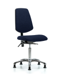 Fabric Chair Chrome - Medium Bench Height with Medium Back & Stationary Glides in Navy Fabric FMBCH-MB-CR-T0-A0-NF-RG-F45