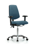 Fabric Chair Chrome - Medium Bench Height with Medium Back, Adjustable Arms, & Casters in Blue Fabric FMBCH-MB-CR-T0-A1-NF-CC-F43
