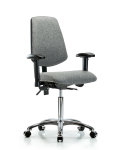 Fabric Chair Chrome - Medium Bench Height with Medium Back, Adjustable Arms, & Casters in Gray Fabric FMBCH-MB-CR-T0-A1-NF-CC-F44
