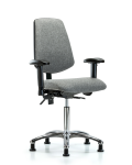 Fabric Chair Chrome - Medium Bench Height with Medium Back, Adjustable Arms, & Stationary Glides in Gray Fabric FMBCH-MB-CR-T0-A1-NF-RG-F44