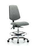 Fabric Chair Chrome - Medium Bench Height with Medium Back, Seat Tilt, Chrome Foot Ring, & Casters in Gray Fabric FMBCH-MB-CR-T1-A0-CF-CC-F44