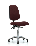 Fabric Chair Chrome - Medium Bench Height with Medium Back, Seat Tilt, & Stationary Glides in Burgundy Fabric FMBCH-MB-CR-T1-A0-NF-RG-F41