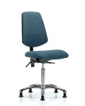 Fabric Chair Chrome - Medium Bench Height with Medium Back, Seat Tilt, & Stationary Glides in Blue Fabric FMBCH-MB-CR-T1-A0-NF-RG-F43