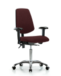 Fabric Chair Chrome - Medium Bench Height with Medium Back, Seat Tilt, Adjustable Arms, & Casters in Burgundy Fabric FMBCH-MB-CR-T1-A1-NF-CC-F41